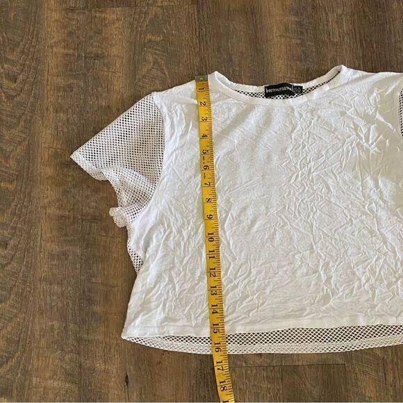 PRETTYLITTLETHING Crop Top White Mesh Festival Rave Party US 6 - Picture 9 of 11